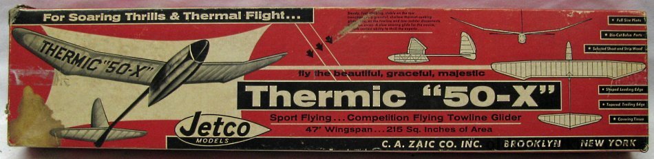 Jetco Thermic 50 -X Glider - 47 inch Wingspan Contest RC and Sport Towline Glider, G3 plastic model kit